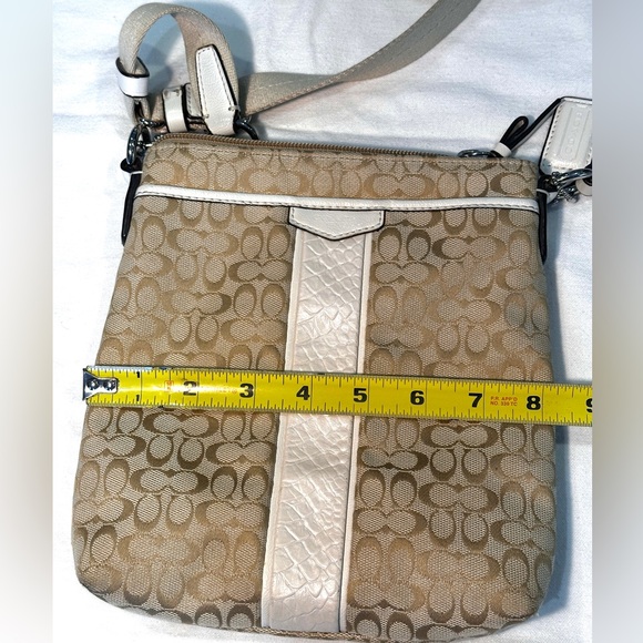 Coach Signature Tan and Cream Crossbody Bag - Picture 13 of 13